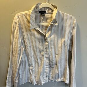 Spenser Jeremy Beige/Cream and White Striped Shirt Large
